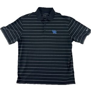 Nike Golf Kentucky Wildcats Polo Shirt Mens XL Black Striped Dri Fit